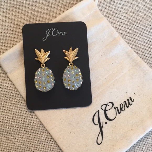 J. Crew Sparkle Pineapple Earrings Frosted Citrus - Picture 2 of 8